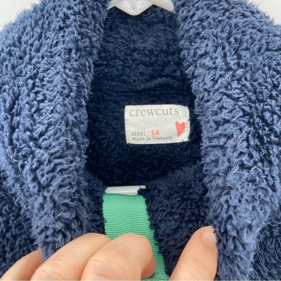Crewcuts by J Crew Furry 1/4 Zip Fleece Mock Neck Pullover Blue Kids Size 14 - Picture 4 of 6